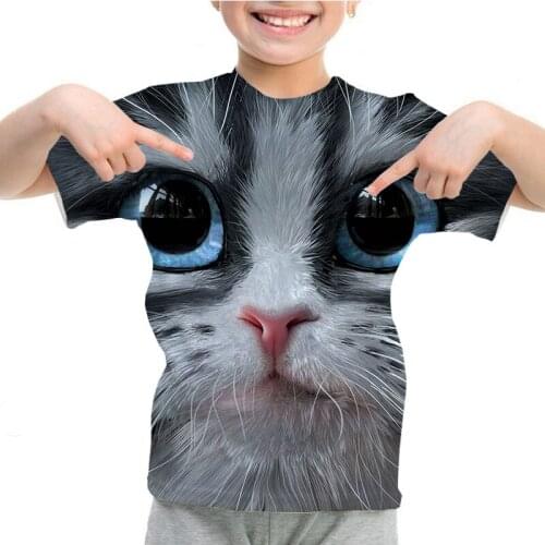 Boys Girls Polar Bear Cat Dog T shirt Summer Print T-shirt Kids Clothes 2021 New Short Sleeve Clothes Comfortable Tee Shirts