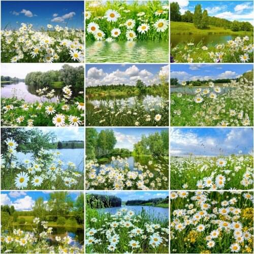 HUACAN 5D Diy Diamond Painting Daisy Flowers Diamond Mosaic Spring Cross Stitch Rhinestones Picture Handcraft