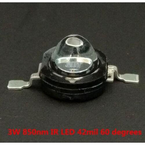 5PCS/LOT 3W high power infrared diode infrared led 850nm IR lamp for surveillance CCTV Camera 42mil chip 60 degrees