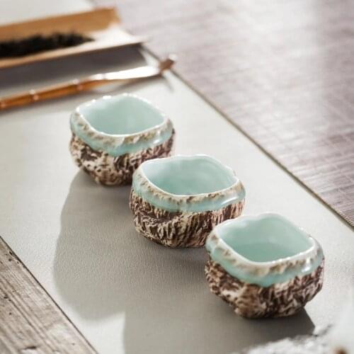 Ceramic Imitation Stone Tea Cup Coarse Pottery Vintage Coffee Cup Pu'er Tea Ceremony Kung Fu Tea Set Master Cup Business Gift