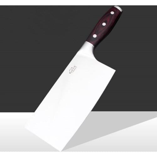 Mikala Kitchen Molybdnum Steel Sharp Chinese Style Chef Knife Wooden Cut Vegetable Meat Knife Cleaver Cooking Slicing Knife