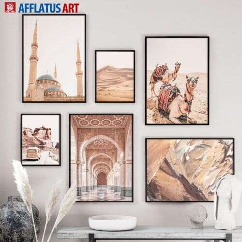 Morocco Door Church Desert Camel Mountain Wall Art Canvas Painting Nordic Posters And Prints Wall Pictures For Living Room Decor