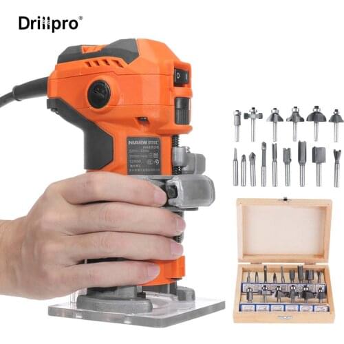 Drillpro 1280W 35000RPM Electric Trimmer Router Wood Carving With Carrying Case Woodworking Wood Milling Slotting Machine