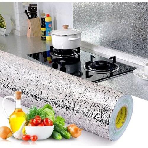 Oil-proof Wall Stickers Kitchen Waterproof Sticker Aluminum Foil Kitchen Stove Cabinet Self Adhesive Wall Sticker DIY Wallpaper