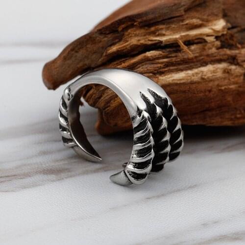 Titanium steel ring men domineering openings sharp claw tail ring jewelry