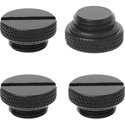 4-Pack G1/4 inch Plug Fitting with Coin Slot for PC Water Cooling Radiator (Black-4)