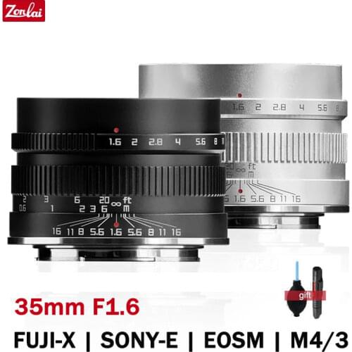 Zonlai 35mm F1.6 MF Prime Lens for Fuji Fujifilm X Sony E M4/3 Canon EF-M EOSM Mount Mirrorless Camera Lens A6400 XT4 X-A2