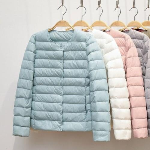 Autumn Winter Collarless Slim Short Ultra Light Down Vest women Korean style Casual lady clothes oversize fashion Down jackets