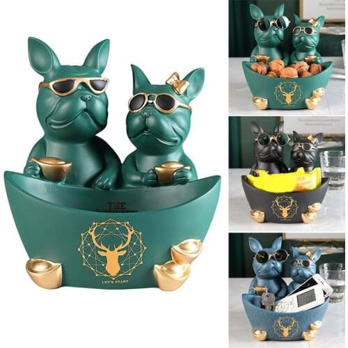 Resin Bulldog Dog Statue Animal Sculpture Storage Box For Key Jewelry Home Living Room Decor Housewarming Gift Декор Для Дома