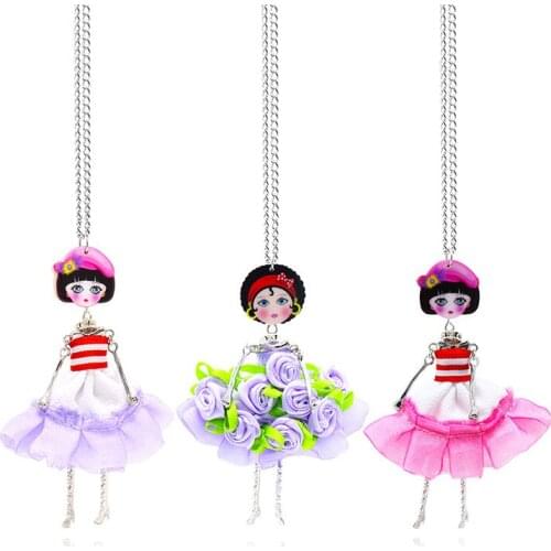 Handmade Luxury Collar Necklace Choker Enamel Doll Pendants Necklaces Fashion Charm Silver Color Chains Jewelry