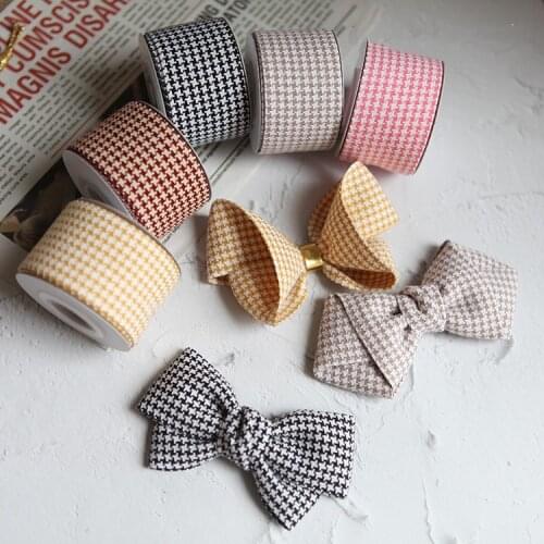 Kewgarden Houndstooth Ribbon 1.5" 1" 10 25 38 mm DIY Hair Bow Brooch Accessories Handmade Tape Packing Plaid Webbing 10 Yards