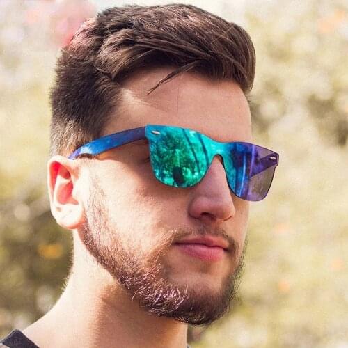 Men 2021 Siamese Sunglasses Rice Nails Ladies Sunglasses Luxury Colorful Retro Sun Glasses Pink Mirror Shades For Women