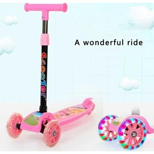 Super Long Folded Four Rounds Childrens Scooters Luminous Wheel Two Modes Outdoors Scooter For Kids