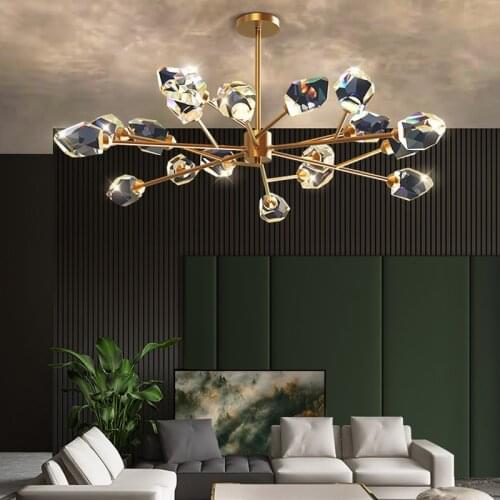 LED Postmodern Crystal Copper Designer Round Chandelier Lighting Lustre Suspension Luminaire Lampen For Dinning Room