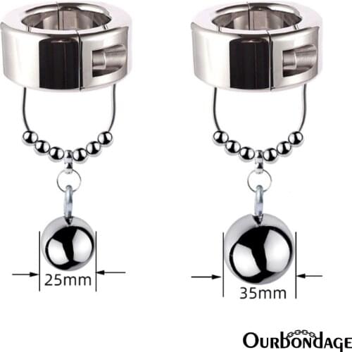 Ourbondage Stainless Steel Screw 2 Type Ball Weighter Stretcher Scrotum Pendant Restraint Penis Traning For Men Gay Sex Toy