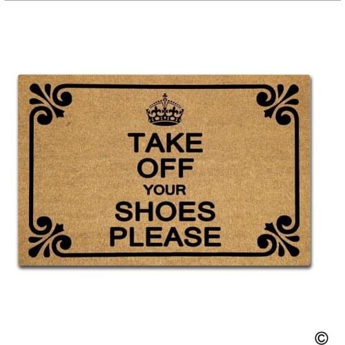 Doormat Entrance Mat - Funny Doormat - Take Off Your Shoes Please Door Mat for Indoor/Outdoor Use Non-woven Fabric Top