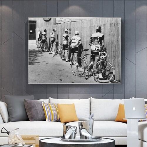 Vintage Poster Black and White Bicycle Cyclist Print Canvas Paintings Street Wall Art Pictures for Home Decor No Frame