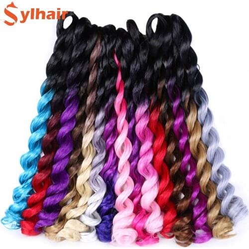 Sylhair Hair Synthetic Deep Wave Crochet Braids Hair Extensions Ombre Braiding Hair Colored High Temperature Brown Blonde Blue