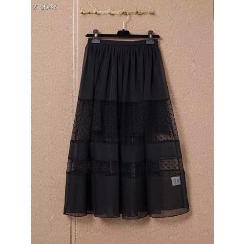 2021 Summer Womens Skirt Runway Black Dot Mesh Sexy Perspective HolidayPatchwork Long Hot Sale Ladies Popular Skirt
