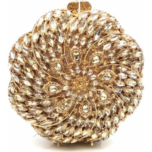 Gold/silver Crystal Handbags Elegant Chain Shoulder Diamonds Evening Bags Full Of Rhinestones Hard Holder Box Evening Bag