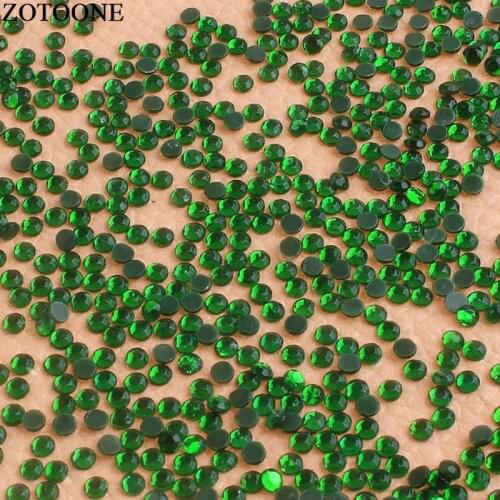 ZOTOONE HotFix FlatBack Glass Green Rhinestones For Nail Scrapbook Crystal Stones For Clothing Decorations Strass Applique E