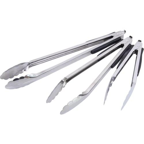 1PC BBQ Grilling Tong Salad Cake Dessert Serving Food Tongs Stainless Steel Barbecue Clips Clamp Baking Food Kitchen Tool