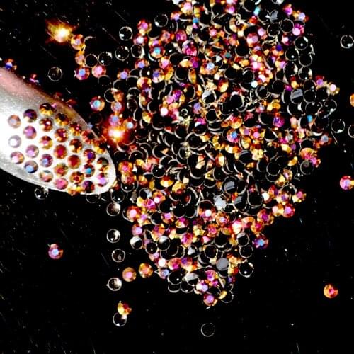 1000pcs Black Golden Rose Jelly AB Color Rhinestone 3D Nail Art Tips SS6 2mm Flat back Beads for DIY Nails Art J15 - 2mm