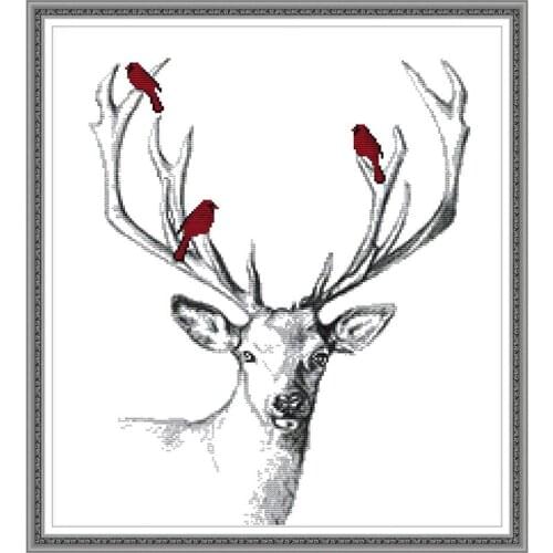 Everlasting Love Deer 4 Chinese Cross Stitch Kits Ecological Cotton Printed 11CT 14CT DIY Christmas Decorations For Home Gift