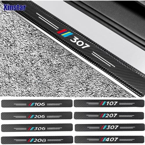 4pcs Carbon Fiber Car Protection Sticker For Peugeot 106 107 108 206 207 208 2008 3008 306 308 307 508 407
