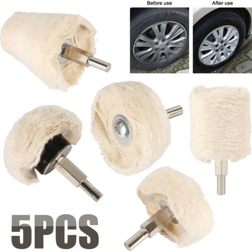 5Pcs Car Wheel Grinding Polishing Buffing Cloth With Rod Auto Polishing Cleaning Tool For Electric Drill Bus SUV Van Offraod