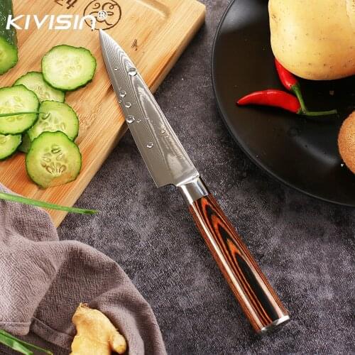 5" In Kitchen Utility Knife Sharp Japanese Damascus Knife VG10 Carbon Steel Slicer for Vegetable Fruit Meat Kitchen Cleaver Tool