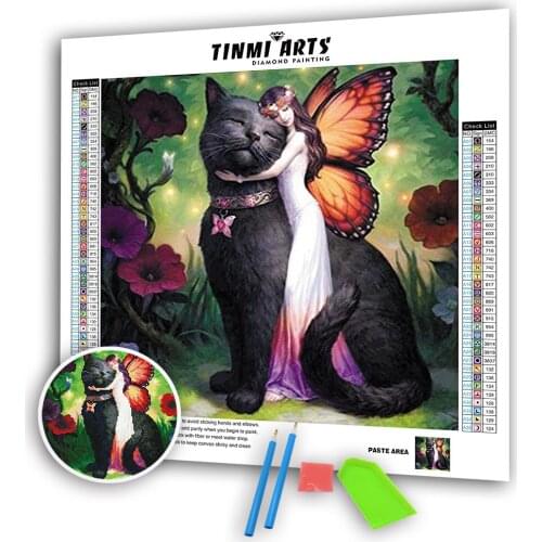 5D Poured Glue Diamond Painting Scalloped Edge Full Round Drill Beauty and Cat Mosaic Art Landscape Embroidery Decoration Home