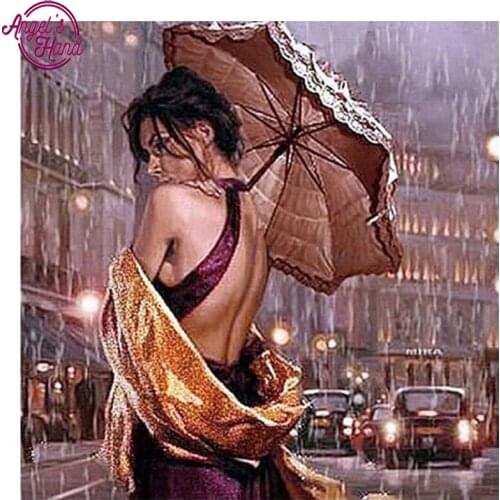 5D DIY diamond embroidery Rain beauty diamond painting Cross Stitch full square Rhinestone mosaic decoration gift ZX