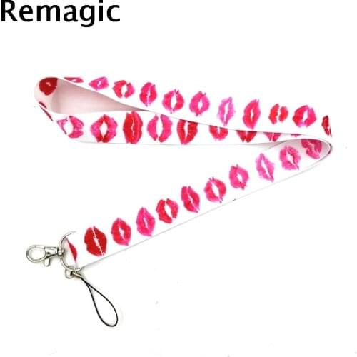 20pcs Kiss Lips Neck Strap Lanyard keychain Mobile Phone Strap ID Badge Holder Rope Key Chain Keyrings cosplay Accessories Gift