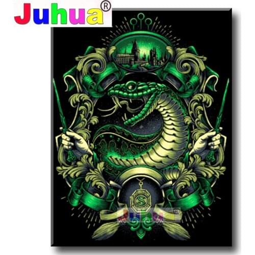 Diy Round Diamond painting"House of the Cunning"full square drill diamond embroidery painting diamond mosaic Python Animal