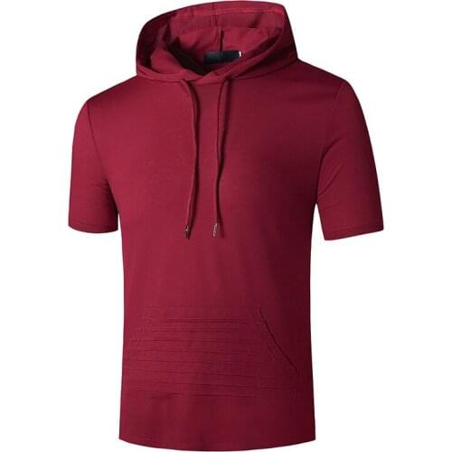 Men Polyester T Shirt Muscle Movements With Short Sleeves Long Hooded Round Collar Hoodie Cultivate Ones Morality Type
