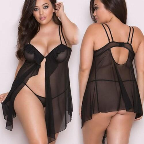 Plus Size Erotic Lingerie for Women Sex Underwear Porn Babydoll Dress Hot Lace Open Bra Sleepwear Sexy Lingerie Costume Nuisette