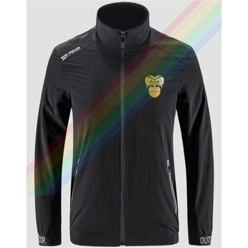 Gorilla With A Withered Yellow Face Slim Sport Jacket Mens Street Windbreaker Zipper Thin Jacket Casual Front Printing Jacket