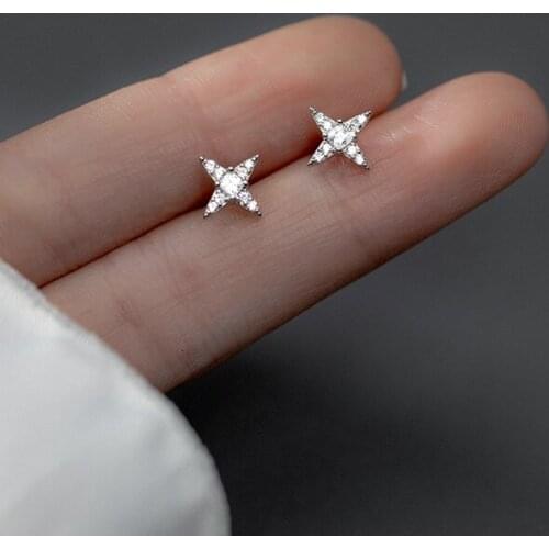 8mm Sparking Real. 925 Sterling Silver CZ Set Star Ear Stud Earrings Jewelry C-G2260