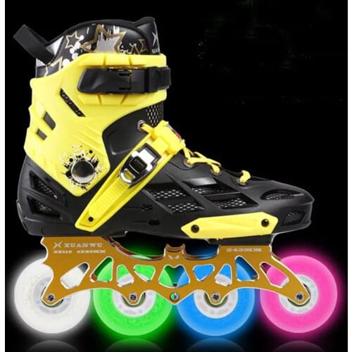 Men Women Inline Skate Colorful Flash Wheel Adjustable Speed Skates Fashion Outdoor Sport Fitness Entertainment Shoes 1 Pair