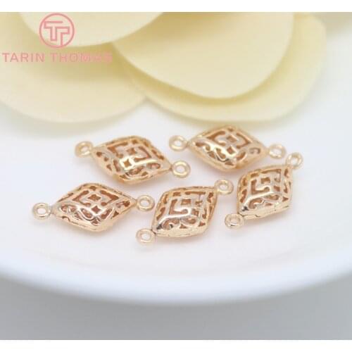 10PCS 16.5x8MM 24K Champagne Gold Color Plated Brass Prismatic 2 holes Connect Charms Pendants High Quality Jewelry Accessories