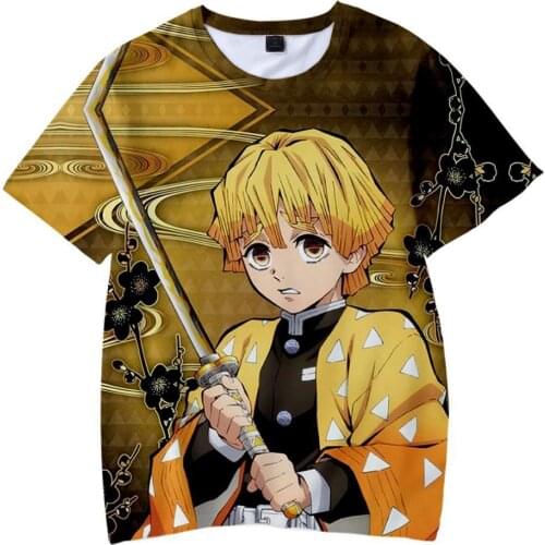 Summer Mens and Womens Clothing Anime Demon Slayer Kimetsu no Yaiba Peripheral Adult Children 3D Printing Short T-shirt