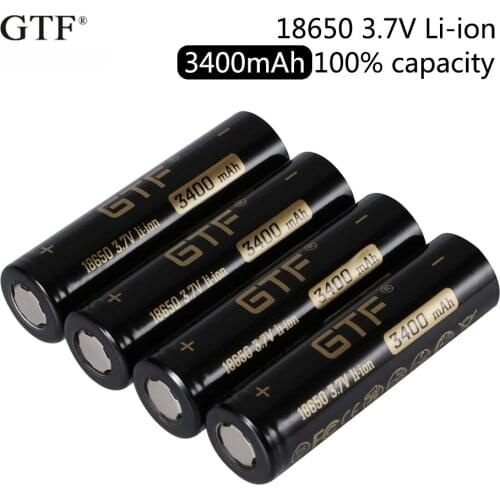 Rechargeable fuel cell li-ion for flashlight, gtf, 3.7v, 18650, 3400mah, actual capacity