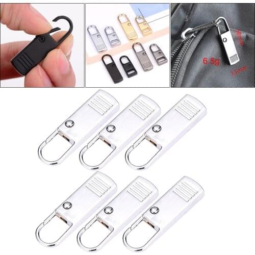 6 Pieces Metal Detachable Zip Fixer Zipper Tags Repair Slider Replacement Pull Tab Suitable for Bags,Suitcases Luggage