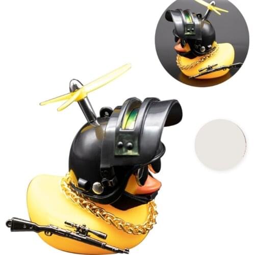 Cute Yellow Duck Car Decoration with Propeller Helmet Silicone Duck Toys for Cars Motorcycle Bike Ornaments