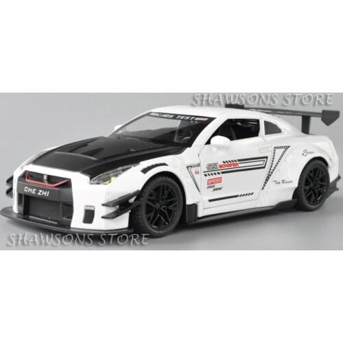 1:24 Scale Diecast Car Model Nissan GTR GT-R R35 Miniature Replica Pull Back Toy With Sound & Light Large