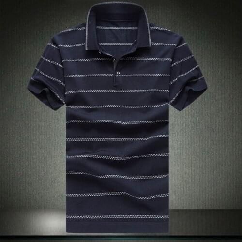 Man Mens Shirt Middle-aged Summer Clothes Short Sleeve Camisa Gola Polo Silk Cotton Striped Tops Plus Size 4XL 5XL 6XL 8730