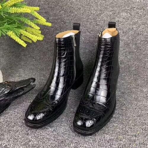 Newly top quality 100% real genuine crocodile skin men fashion shoe with genuine cowhide skin lining leisure men shoe zippers