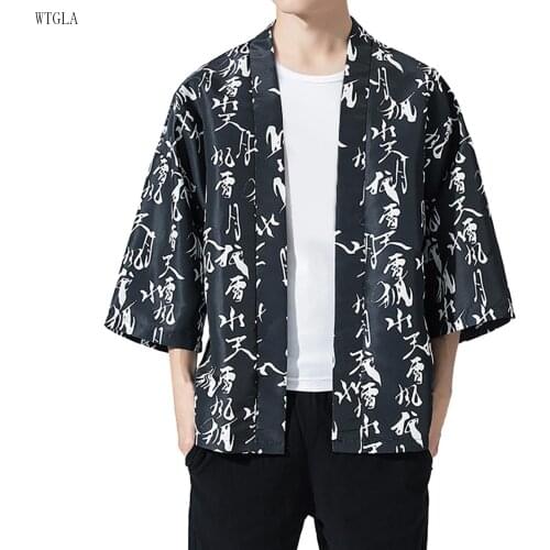 2021 Fashion Men Casual Comfortable thin Jacket printed Cardigan Loose Coat Baggy Tops spring summer loose laple shirts man