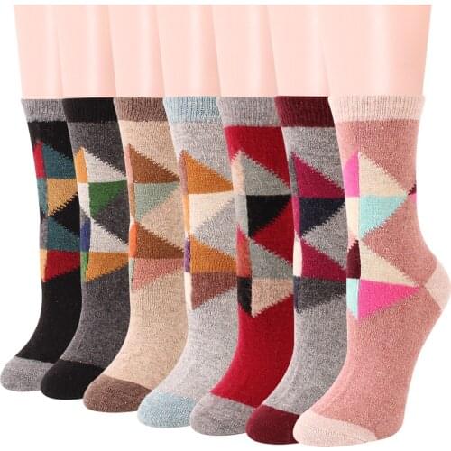 12 Pairs Wool Socks for Women Mid Calf Cozy Winter Crew Socks Vintage Colorful Warm Socks Thick Knit Dress Boot Socks